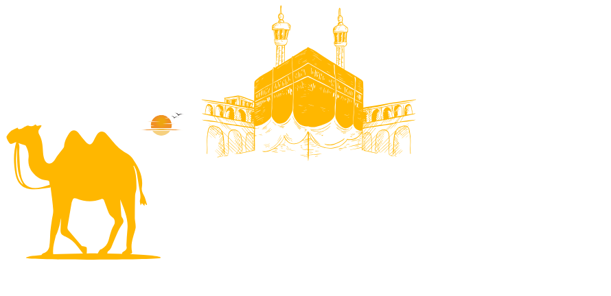 “BuraqCab official logo with camel symbol and Kaaba outline representing Umrah taxi service.”